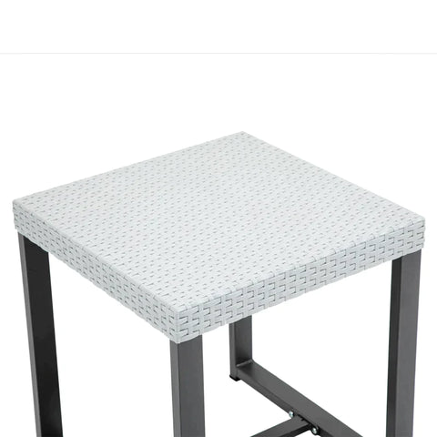 Rootz Rattan-Bistro-Set – 3-teiliges Bistro-Set – Poly-Rattan-Bistro-Set – Balkonmöbel-Set – Gartenmöbel-Set – mit Beistelltisch – Garten-Set – Sitzgarnitur – Stahl – Schwarz/Grau