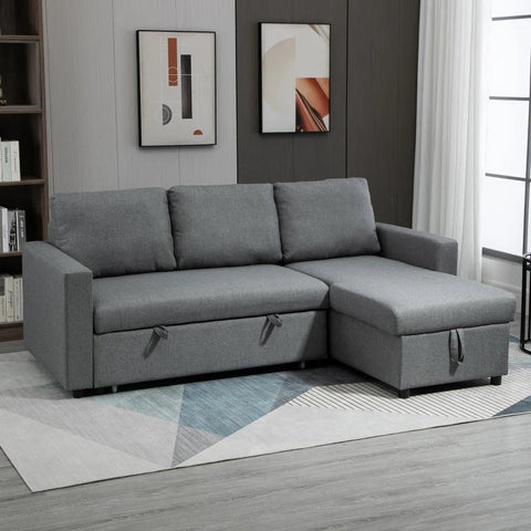 Rootz Corner Sofa - Corner Sofa With Sleeping Function - Sofa Bed - 3-seater Sofa - Polyester - Foam - PP Plastic - Light Grey - 211.5 cm x 146 cm x 85 cm
