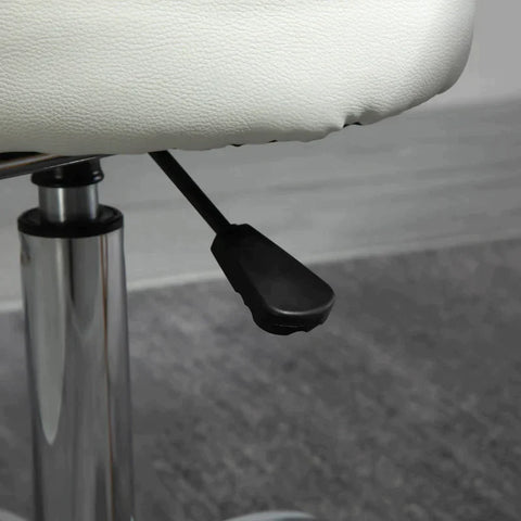 Rootz Saloon Stools - Set Of 2 Work Stools - Work Stools - Stools - With Backrest - Height-adjustable - Faux Leather/Foam/Steel - White - 48 x 48 x 77-92 cm