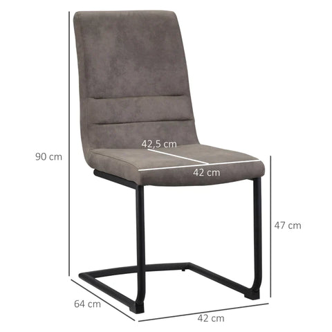 Rootz Set Of 2 Dining Chairs - Modern Design - Cantilever - Velor Look - Brown - 42 cm x 64 cm x 90 cm