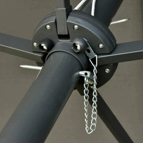 Rootz Double Sided Parasol - Parasol - Sun Umbrella - With LED Solar Lights - Dark Gray - 440 x 260 cm