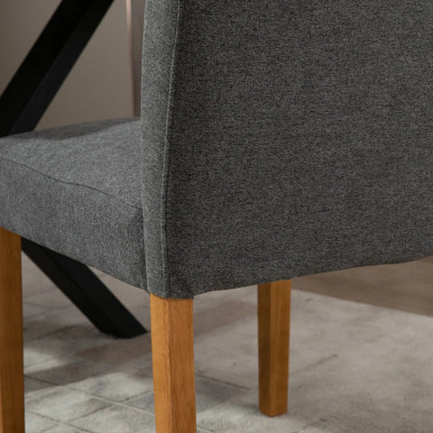 Rootz Kitchen Chairs - Dining Chairs - Set Of 2 - Living Room - Rubber Wood Frame - Linen Look - Linen-like Polyester - Gray - 50 x 62 x 96 cm