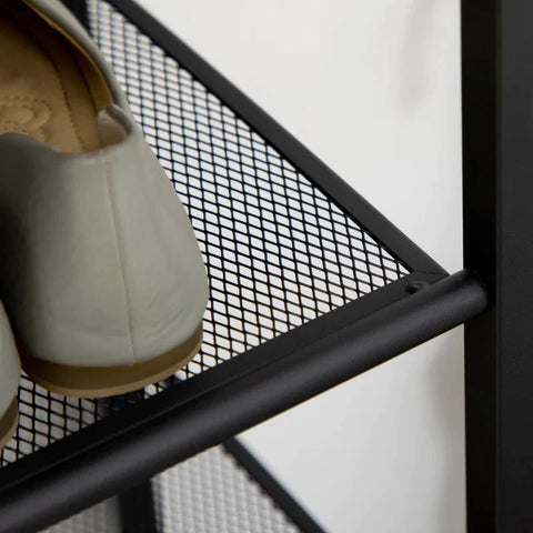Rootz Schoenenrek Industrieel Design - Schoenenopbergorganisator - Planken van gaas - Vrijstaande schoenenplank - 24 paar schoenen - Ingang - Hal - Kast - Grijs + Zwart - 60L x 28,5W x 126H cm