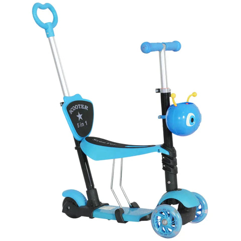 Rootz 5-in-1 Kids Kick Scooter - Children's Scooter - Scooter - City Scooter - Children's Scooter - Telescopic Tube - Height-adjustable - Blue - 62 x 25 x 72.5 cm