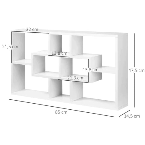 Rootz Wall Shelf - Hanging Shelf - Floating Shelf - Wall Bookcase - Wood - White - 85 x 14.5 x 47.5 cm