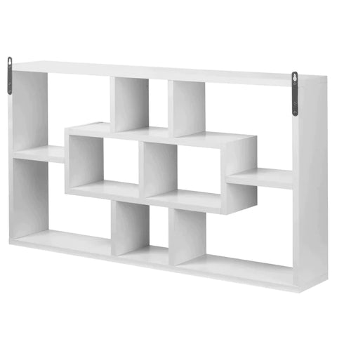 Rootz Wall Shelf - Hanging Shelf - Floating Shelf - Wall Bookcase - Wood - White - 85 x 14.5 x 47.5 cm