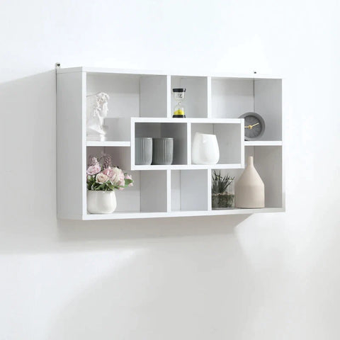 Rootz Wall Shelf - Hanging Shelf - Floating Shelf - Wall Bookcase - Wood - White - 85 x 14.5 x 47.5 cm