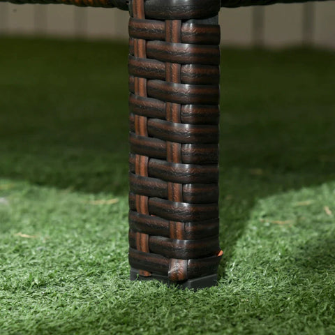 Rootz Rattan Sofa with Cushions - Three Seater Garden Lounge Sofa - Steel - Brown - 173 x 68 x 78 cm