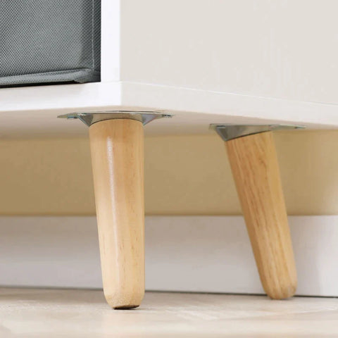 Rootz Wardrobe - 3 Hooks - 2 Fabric Drawers - Nordic Design - White + Grey - 61 x 29.6 x 132cm