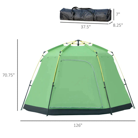Rootz Tent - 6 Person Tent - Pop Up Camping Tent - Camping Tent - 2-tier Design Backpacking Tent - With 4 Windows 2 Doors - Green - 320 x 320 x 180 cm
