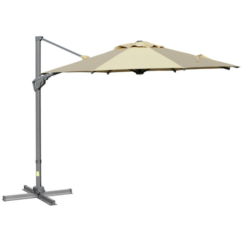 Rootz Cantilever Umbrella - Parasol Cantilever - Parasol - Umbrella - Sun Protection - 360° Rotation - Khaki - 298L x 298W x 269H cm