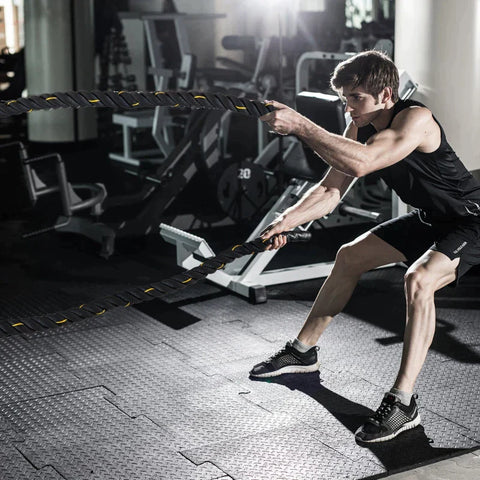 Rootz Training Rope - Battle Rope - Fitness Rope - Rope - Training Equipment - Black/Yellow