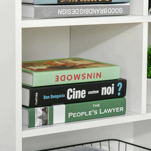 Rootz Bookcase - Modern Bookshelf - Bookcase with 6 Compartments - Home - Office - Living Room - White - 60 cm x 30 cm x 103.3 cm