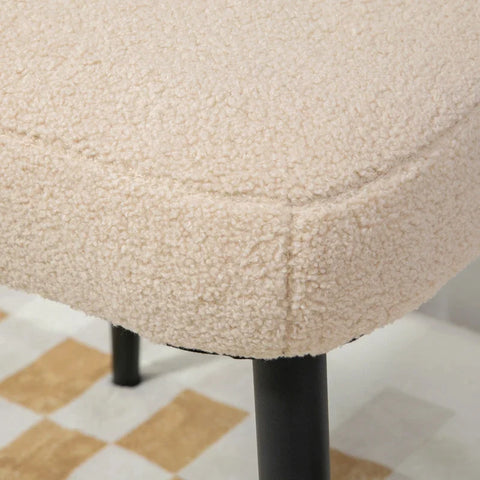 Rootz Stool - Footstool - Teddy - Elegant Armchair - Additional Seating - Soft Padding - Cashmere Touch Fabric - Beige - 42L x 42W x 47H cm