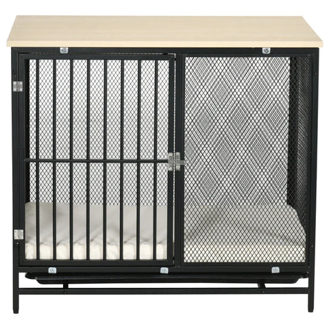 Rootz Hondenkooi - Hondenbox - Waterbestendige mat - Afneembare bodembak - Afsluitbaar - Zwart - 80 x 55 x 71 cm