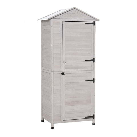 Rootz Garden Shed - Garden Storage Shed - Garden Cabinet - Tool Shed - Garden Tool Shed - Light Gray - 90 x 63 x 200 cm