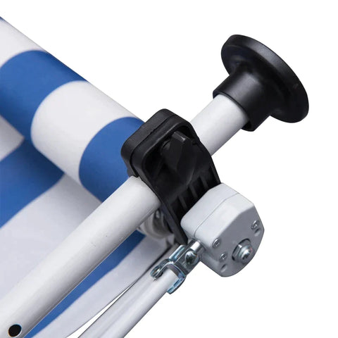 Rootz Markise - Gelenkarmmarkise - Klemmmarkise - Höhenverstellbar - Sonnenschutz - Klapparm-Handkurbel - Balkon - Blau/Weiß - 300 x 150 cm