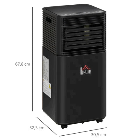Mobile Klimaanlage von Rootz – 4-in-1-Klimagerät mit Fernbedienung – 2 Geschwindigkeitsstufen – LED-Anzeige – ABS – Schwarz – 30,5 x 32,5 x 67,8 cm