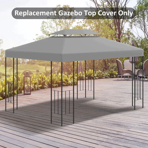 Rootz Replacement Canopy - Gazebo Canopy - Replacement Cover - 2 Tier Top Roof - UV Cover - Sun Awning Shelters - Light Grey - 3 x 4 m