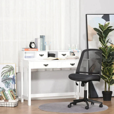 Rootz Desk - Desk With Removable Shelf - Study Table - Console Table - Computer Desk -  Writing Desk With 4 Drawers - Home - Office - White