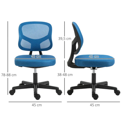 Rootz Office Chair - Mesh Office Chair - Desk Chair - Work Chair - Swivel Chair - 360° Rotatable - Height Adjustable - Blue - 52 x 54 x 74-84 cm