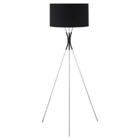 Rootz Floor Lamp - Tripod Floor Lamp - Modern Floor Lamp With E27 Socket - Living Room - Bedroom - Black + Silver - 73 cm x 73 cm x 146 cm