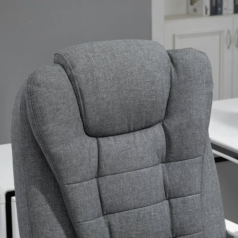 Rootz Office Chair - Fold-out Footrest - Executive Chair - Computer Swivel Rolling - Adjustable Backrest - Task Recliner Home - Linen Look - Gray - 65L x 70W x 115-122H cm