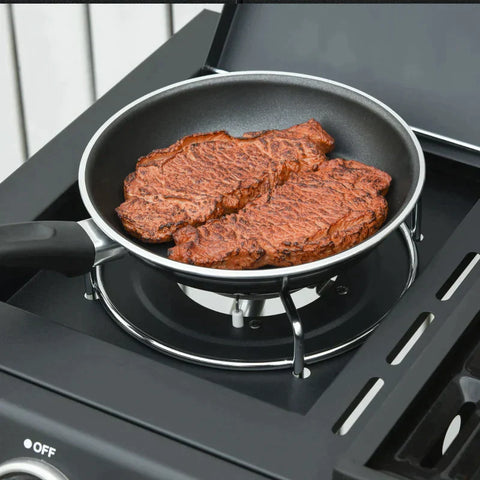 Rootz Gas Grill - Bbq Trolley With 3 Burners - 1 Side Burner - Pressure Reducer - Hoses Cabinet - Multifunction - Steel - Black - 110 x 50 x 100 cm