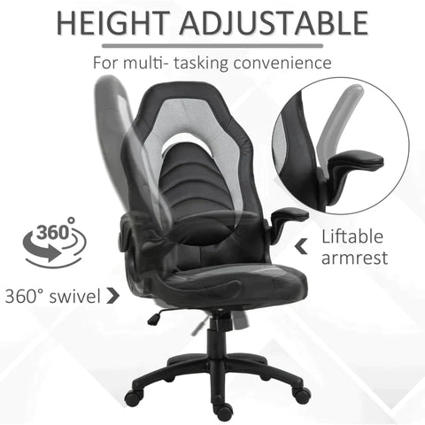 Rootz Gaming Chair - Office Chair - Racing Style Office Chair - Height Adjustable - PU Leather - Gray - 64cm x 68.5cm