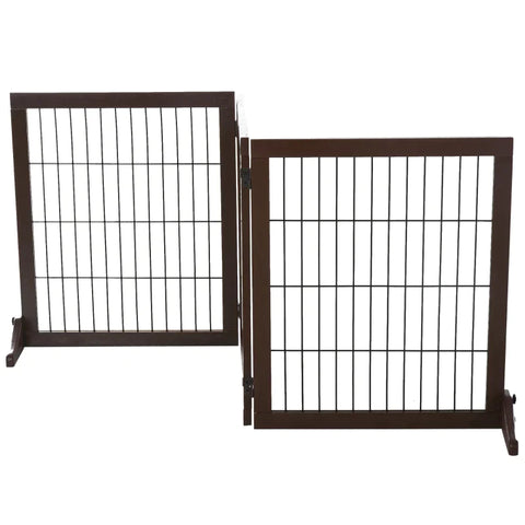 Rootz Barrier For Dogs - Safety Gate - Dog Gate - Stair Gate - Foldable Dog Barrier - Door Gate - Brown - 185 x 36 x 71 cm