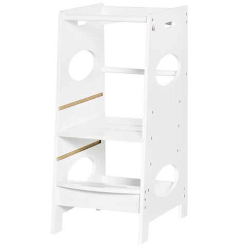 Rootz Kids Step Stool - Kids Learning Tower - Step Stool - Stool Standing - White - 40 x 50 x 90 cm