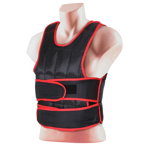Rootz 20 Kg Training Vest - Weight Vest With Double Straps - Adjustable Strength - Training Fitness - Metal - Black/Red - 60 x 50 cm