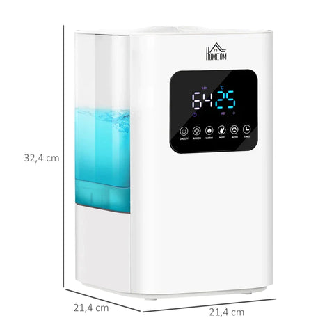 Rootz Humidifier - Air Humidifier - 3 Modes 3 Speeds - Remote Control - ABS - White - 8.5" x 8.5" x 12.75"
