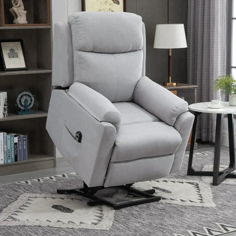 Rootz Electric Stand-up Chair - Armchair - Relax Armchair - Tv Armchair With Sleeping Function - Lying Function - Remote Control - Linen Touch - Grey - 83 x 89 x 102 cm