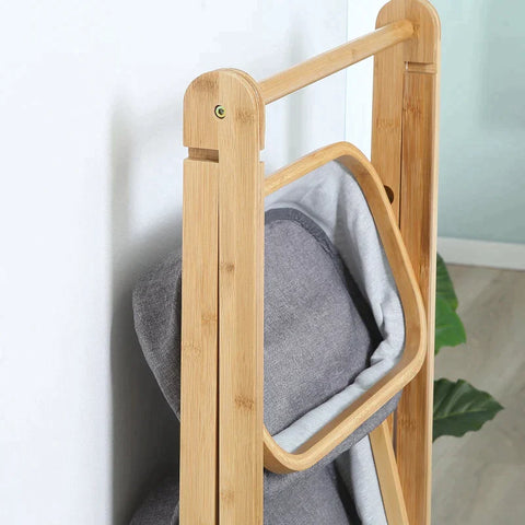 Rootz Standing Shelf - Bamboo Shelf - 3 Tier Shelf - Natural + Dark Grey - 45 cm x 31.5 cm x 108 cm
