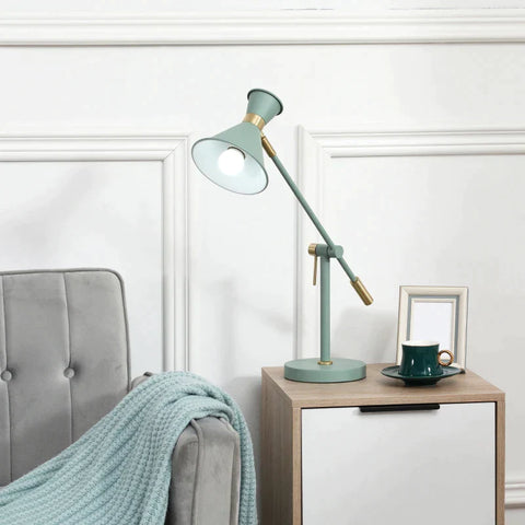 Rootz Table Lamp - Retro Table Lamp - Adjustable Angle - Heat Dissipating - Green/Gold - 22cm x 16cm x 70cm