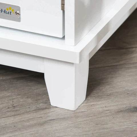 Rootz Litter Box - Cat Cabinet - Litter Box Cat House - Chest Of Drawers Cat Cave - With Partition Cabinet - MDF - White - 95.4 x 54 x 57.5 cm