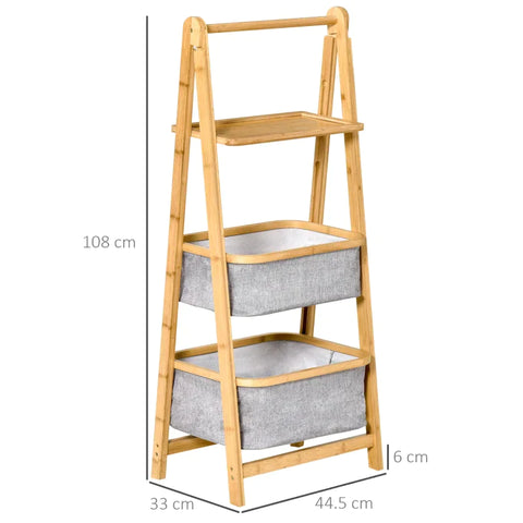 Rootz Shelf - Storage Shelf - 3-Tier Stand Shelf - Bamboo Storage Ladder - Natural