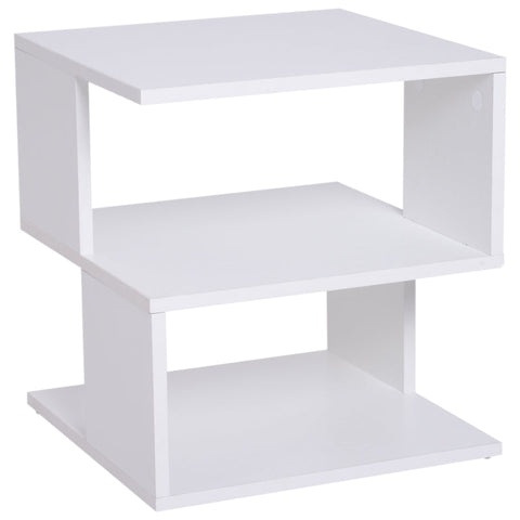 Rootz Side Table - 2-tier Side Table - Bed Table With Modern Design - Coffee Table For Office - Living Room - Dining Room - White - 40 x 40 x 43 cm