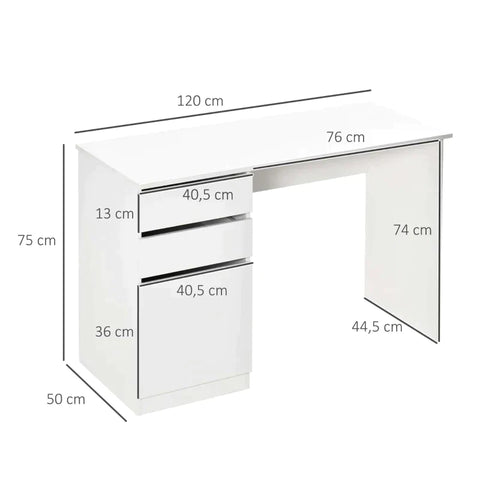 Rootz Desk - Computer Desk - Printer Table - Spaanplaat - MDF - Home - Office - Wit - 120cm x 50cm x 75cm