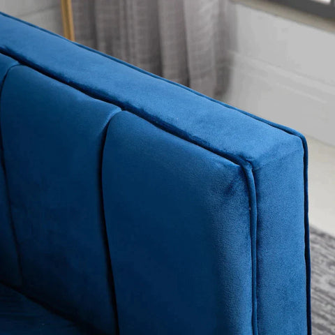 Rootz 3-seater Sofa - Upholstered Sofa - Velvety Polyester - Foam - Steel - Office - Living Room - Blue - 181 cm x 86 cm x 78 cm