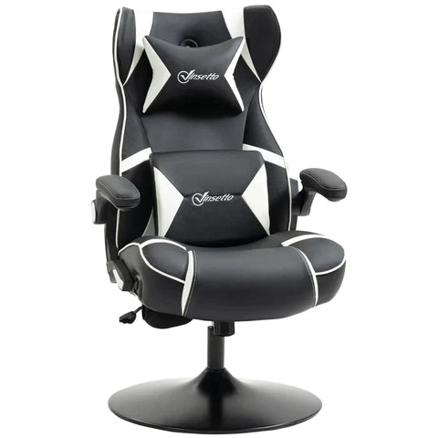 Rootz Gaming Chair - Geïntegreerde Speakers - Kantelbare Rugleuning - Zwart + Wit - 69 x 73 x 118cm