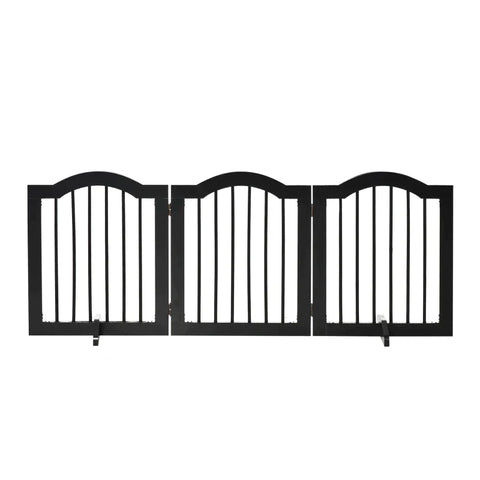 Rootz Dog Gate - Dog Barrier Safety Gate - Dog Guard - 3-part Grid - Barrier Door Safety Gate - Black - 154.5 x 29.5 x 61 cm