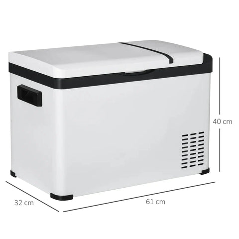 Rootz Autokoelbox - 30L met LCD-display - Compressor - Autokoelkast - Elektrische bootcamper - Reizen - 12/24V DC en 110-240V AC - Wit - 61L x 32W x 40H cm