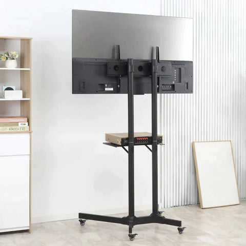 Rootz TV Stand - Mobile TV Stand With Wheels - Flat Screen TV Stand - Office - Classroom - Bedroom - 85.5 cm x 73 cm x 170 cm