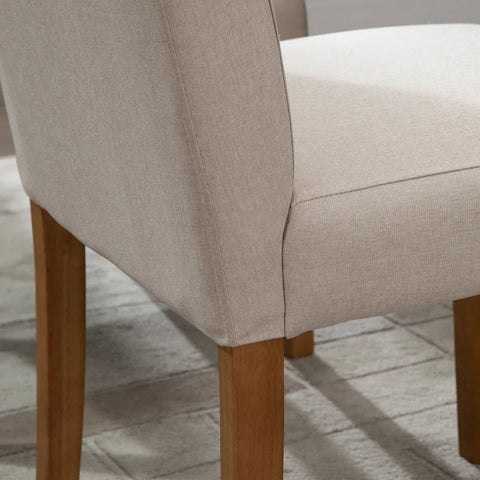 Rootz Set of 2 Dining Chairs - Dining Chairs with Padded Seat - Polyester Fabric - Foam - Rubber Wood - Beige - 50cm x 62cm x 96cm