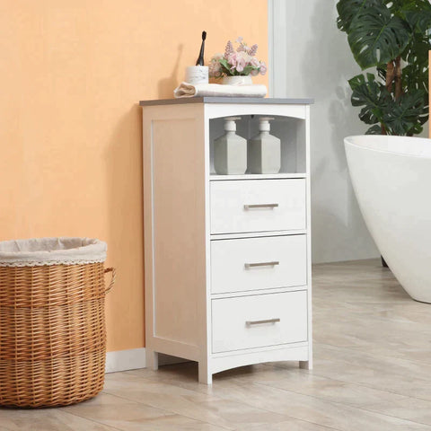 Rootz Bathroom Cabinet - Freestanding Bathroom Dresser - Bathroom Furniture - Cabinet - Storage Cabinet - Cabinet With Drawer - White/Grey - 40 x 33 x 80 cm