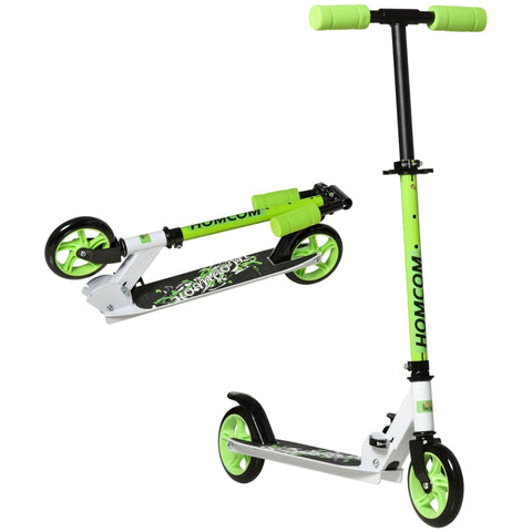 Rootz Scooter - Children's Scooter - Foldable Kick Scooter With Rear Brakes - Height Adjustable - 50 Kg Load Capacity For 4-8 Years - Aluminum - EVA - Green - 72.8 x 33.4 x 75-85 cm