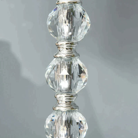 Rootz Table Lamp - Fabric Lampshade - Touch Sensor - USB Port - Crystal E27 - Living Room - Bedroom - Dining Room - White + Silver - Ø23 x 45H cm