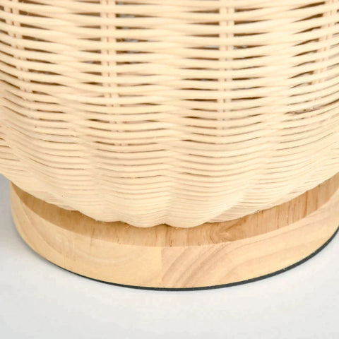 Rootz Tischlampe – Nachttischlampe – Tischlampe in Rattan-Optik – PP/Rattan – Beige/Natur – 34 cm x 34 m x 55 cm